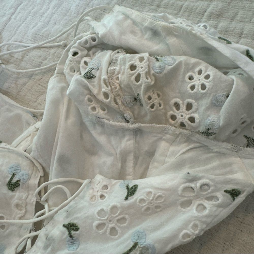 For Love and Lemons Wild Cherries Mini Dress Womens Size Medium *flaws - Picture 10 of 16